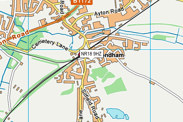 NR18 9HZ map - OS VectorMap District (Ordnance Survey)