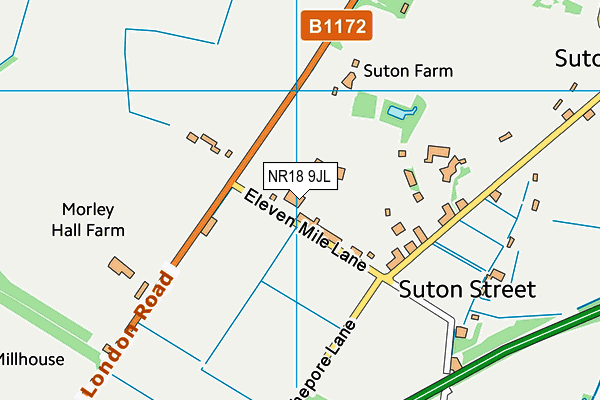 NR18 9JL map - OS VectorMap District (Ordnance Survey)