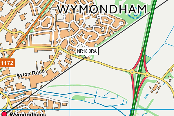 NR18 9RA map - OS VectorMap District (Ordnance Survey)