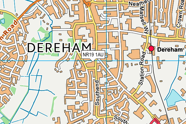 NR19 1AU map - OS VectorMap District (Ordnance Survey)