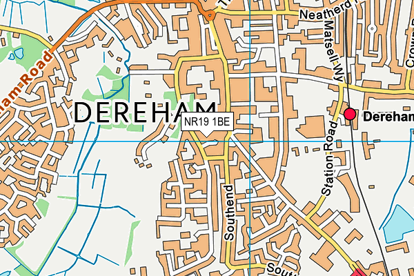 NR19 1BE map - OS VectorMap District (Ordnance Survey)