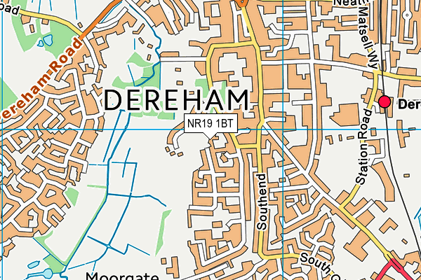 NR19 1BT map - OS VectorMap District (Ordnance Survey)