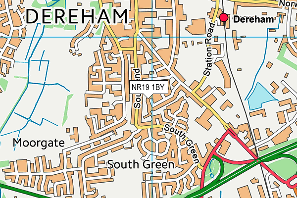 NR19 1BY map - OS VectorMap District (Ordnance Survey)