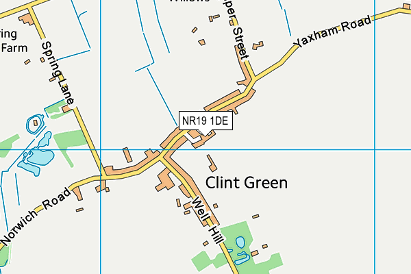 NR19 1DE map - OS VectorMap District (Ordnance Survey)