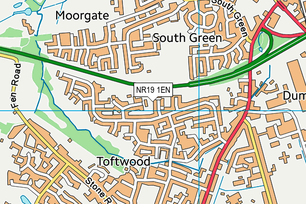 NR19 1EN map - OS VectorMap District (Ordnance Survey)