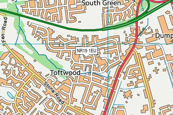 NR19 1EU map - OS VectorMap District (Ordnance Survey)