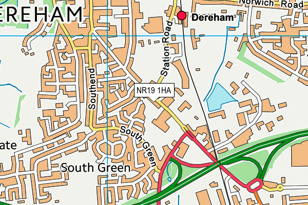 NR19 1HA map - OS VectorMap District (Ordnance Survey)