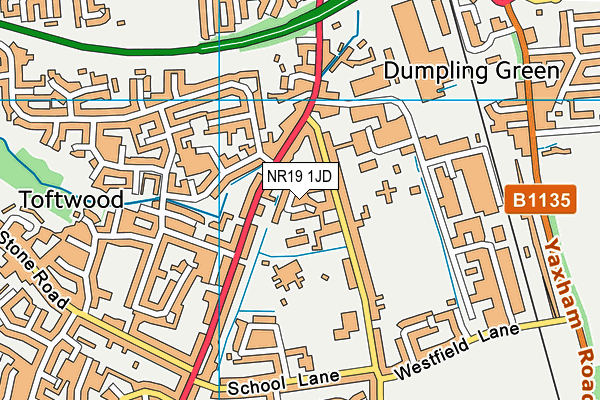NR19 1JD map - OS VectorMap District (Ordnance Survey) NR19 1JD map - OS VectorMap District (Ordnance Survey)