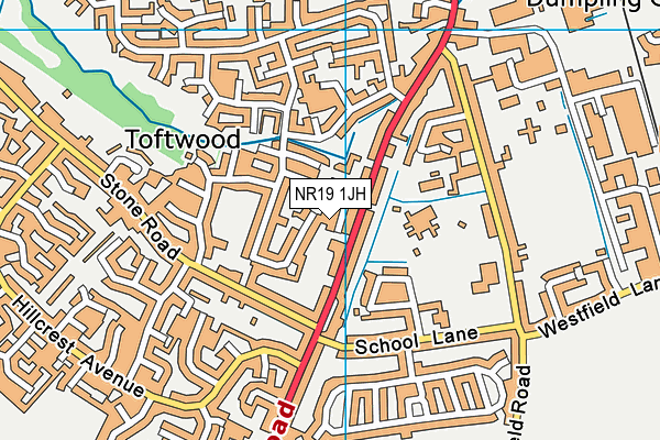 NR19 1JH map - OS VectorMap District (Ordnance Survey)