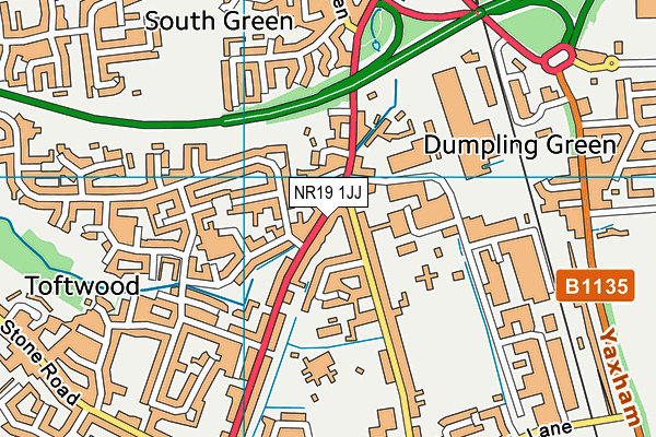 NR19 1JJ map - OS VectorMap District (Ordnance Survey)