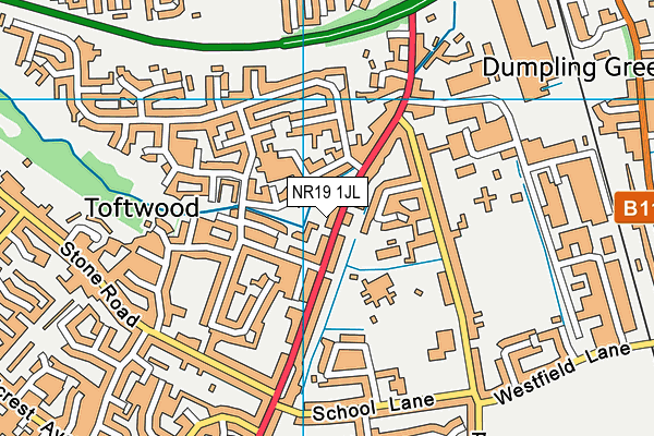NR19 1JL map - OS VectorMap District (Ordnance Survey)