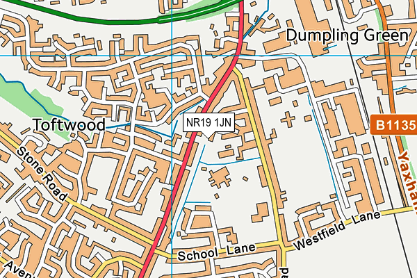 NR19 1JN map - OS VectorMap District (Ordnance Survey) NR19 1JN map - OS VectorMap District (Ordnance Survey)