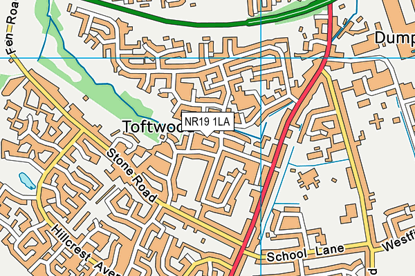 NR19 1LA map - OS VectorMap District (Ordnance Survey) NR19 1LA map - OS VectorMap District (Ordnance Survey)