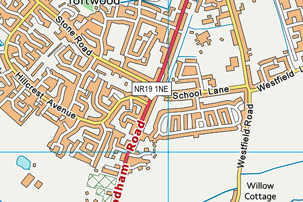 NR19 1NE map - OS VectorMap District (Ordnance Survey) NR19 1NE map - OS VectorMap District (Ordnance Survey)