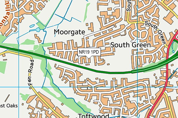 NR19 1PD map - OS VectorMap District (Ordnance Survey)