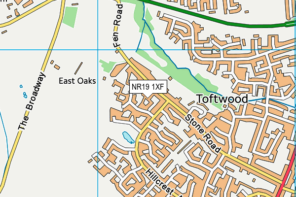 NR19 1XF map - OS VectorMap District (Ordnance Survey)