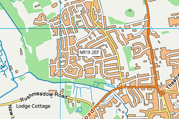 NR19 2EF map - OS VectorMap District (Ordnance Survey)