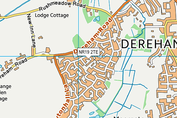 NR19 2TE map - OS VectorMap District (Ordnance Survey)