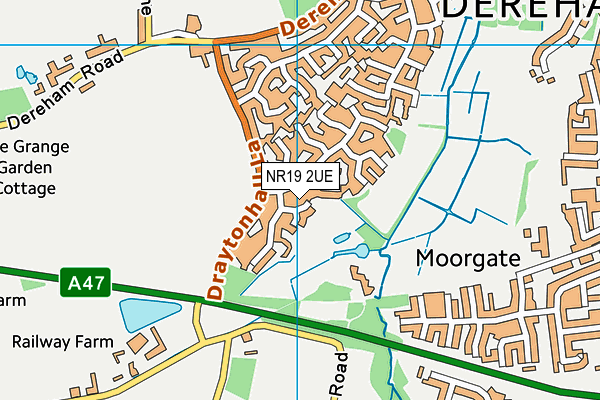 NR19 2UE map - OS VectorMap District (Ordnance Survey)