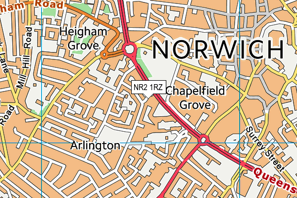 NR2 1RZ map - OS VectorMap District (Ordnance Survey)