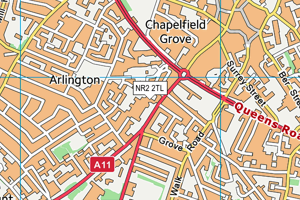 NR2 2TL map - OS VectorMap District (Ordnance Survey)