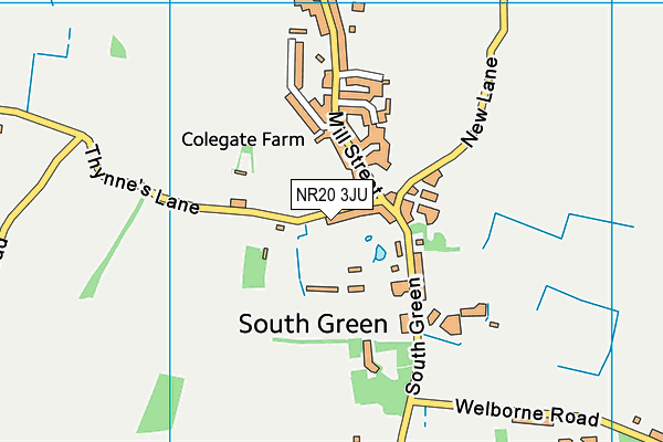 NR20 3JU map - OS VectorMap District (Ordnance Survey)