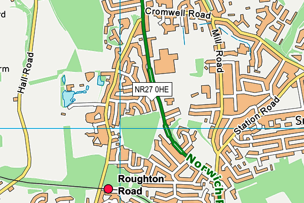 NR27 0HE map - OS VectorMap District (Ordnance Survey)