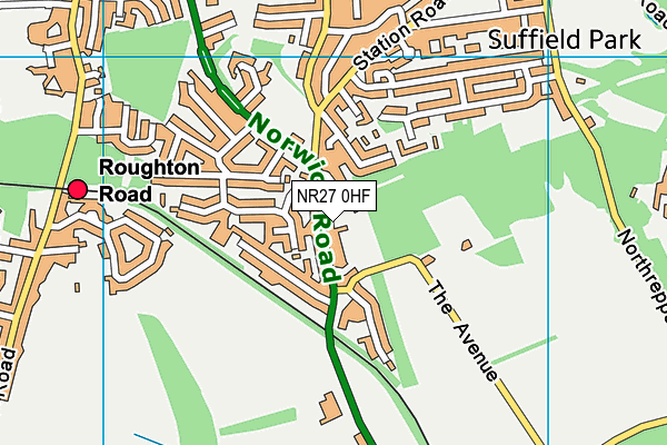 NR27 0HF map - OS VectorMap District (Ordnance Survey)