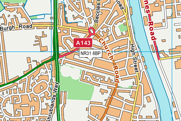 NR31 8BP map - OS VectorMap District (Ordnance Survey)