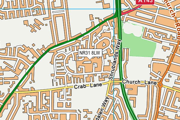 NR31 8LW map - OS VectorMap District (Ordnance Survey) NR31 8LW map - OS VectorMap District (Ordnance Survey)