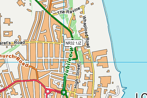 NR32 1JZ map - OS VectorMap District (Ordnance Survey)