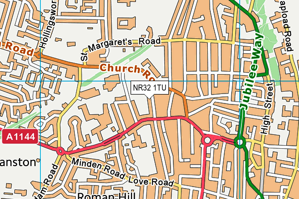NR32 1TU map - OS VectorMap District (Ordnance Survey)