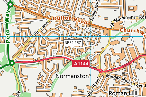 NR32 2RZ map - OS VectorMap District (Ordnance Survey)