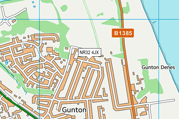 NR32 4JX map - OS VectorMap District (Ordnance Survey) NR32 4JX map - OS VectorMap District (Ordnance Survey)