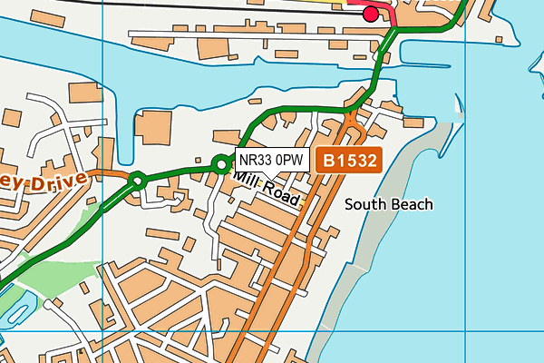NR33 0PW map - OS VectorMap District (Ordnance Survey)