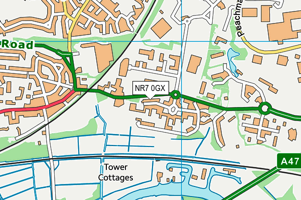 NR7 0GX map - OS VectorMap District (Ordnance Survey)