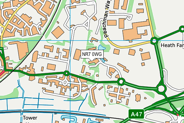 NR7 0WG map - OS VectorMap District (Ordnance Survey) NR7 0WG map - OS VectorMap District (Ordnance Survey)