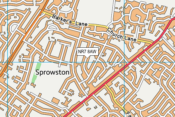 NR7 8AW map - OS VectorMap District (Ordnance Survey)
