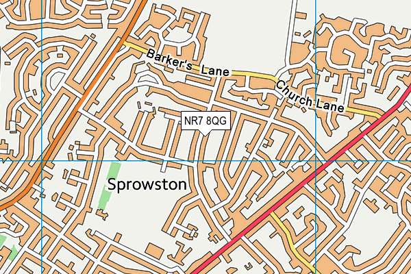 NR7 8QG map - OS VectorMap District (Ordnance Survey) NR7 8QG map - OS VectorMap District (Ordnance Survey)