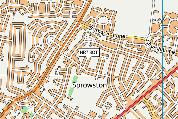NR7 8QT map - OS VectorMap District (Ordnance Survey) NR7 8QT map - OS VectorMap District (Ordnance Survey)