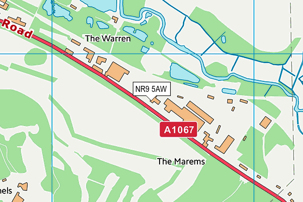 NR9 5AW map - OS VectorMap District (Ordnance Survey) NR9 5AW map - OS VectorMap District (Ordnance Survey)