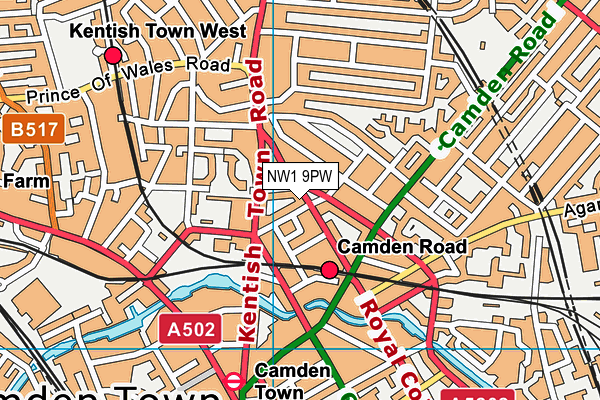 NW1 9PW map - OS VectorMap District (Ordnance Survey)