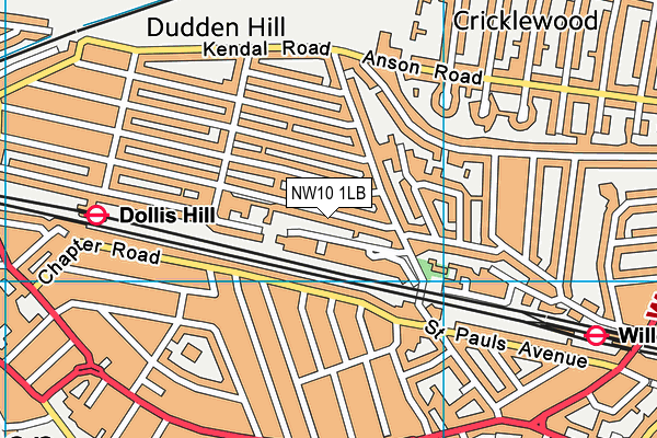 NW10 1LB map - OS VectorMap District (Ordnance Survey) NW10 1LB map - OS VectorMap District (Ordnance Survey)