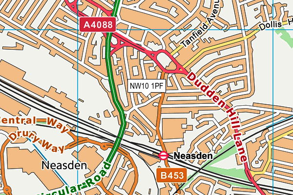 NW10 1PF map - OS VectorMap District (Ordnance Survey) NW10 1PF map - OS VectorMap District (Ordnance Survey)