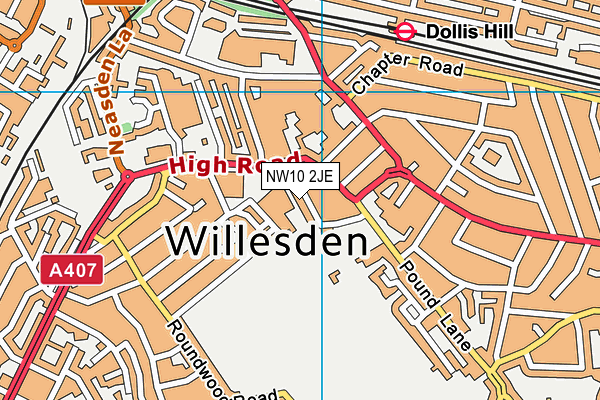 NW10 2JE map - OS VectorMap District (Ordnance Survey)