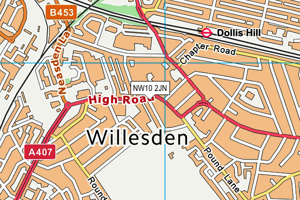 NW10 2JN map - OS VectorMap District (Ordnance Survey) NW10 2JN map - OS VectorMap District (Ordnance Survey)