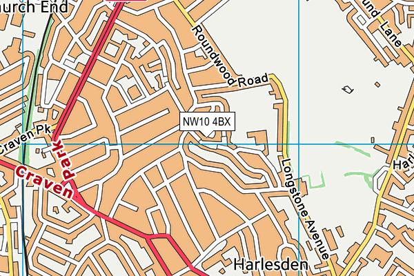 NW10 4BX map - OS VectorMap District (Ordnance Survey) NW10 4BX map - OS VectorMap District (Ordnance Survey)