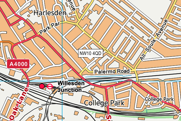 NW10 4QD map - OS VectorMap District (Ordnance Survey) NW10 4QD map - OS VectorMap District (Ordnance Survey)