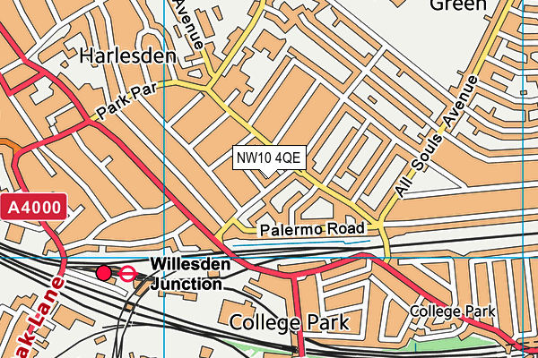 NW10 4QE map - OS VectorMap District (Ordnance Survey) NW10 4QE map - OS VectorMap District (Ordnance Survey)