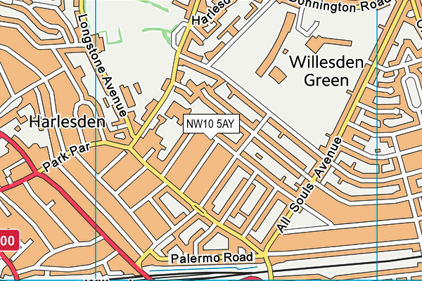 NW10 5AY map - OS VectorMap District (Ordnance Survey) NW10 5AY map - OS VectorMap District (Ordnance Survey)